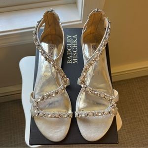 Badgley Mischka Carey Sandals, Silver, Size 8.5